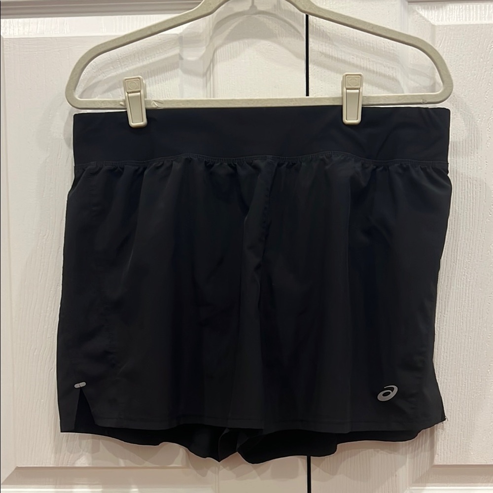 asics Curved Yoke Run Short Black Womens Size XL
